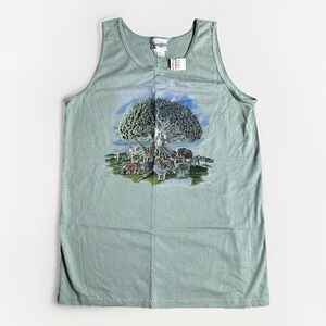 Vintage Disney World Animal Kingdom Shirt Mens M Green Tank Top Tree Life USA
